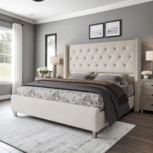 Occoquan Upholstered Wingback Bed