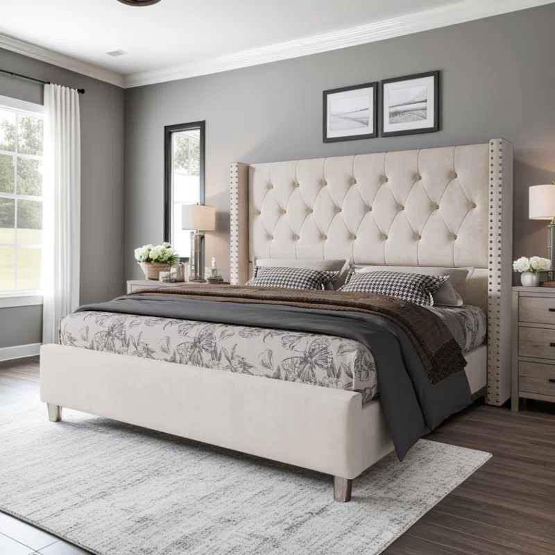 Occoquan Upholstered Wingback Bed